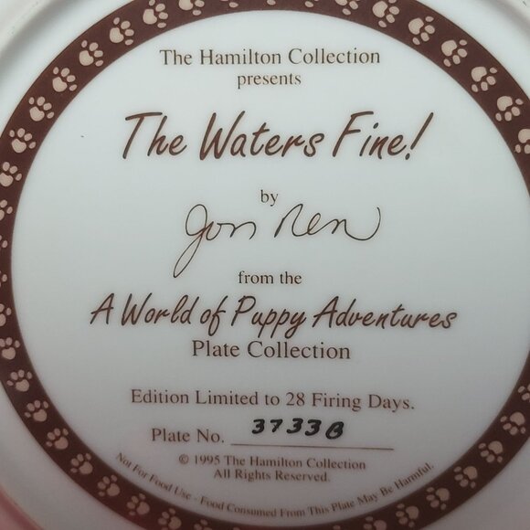 VTG Hamilton Collection Decorative Plate The Waters Fine Jon Ren A World of Pupp - Picture 5 of 11
